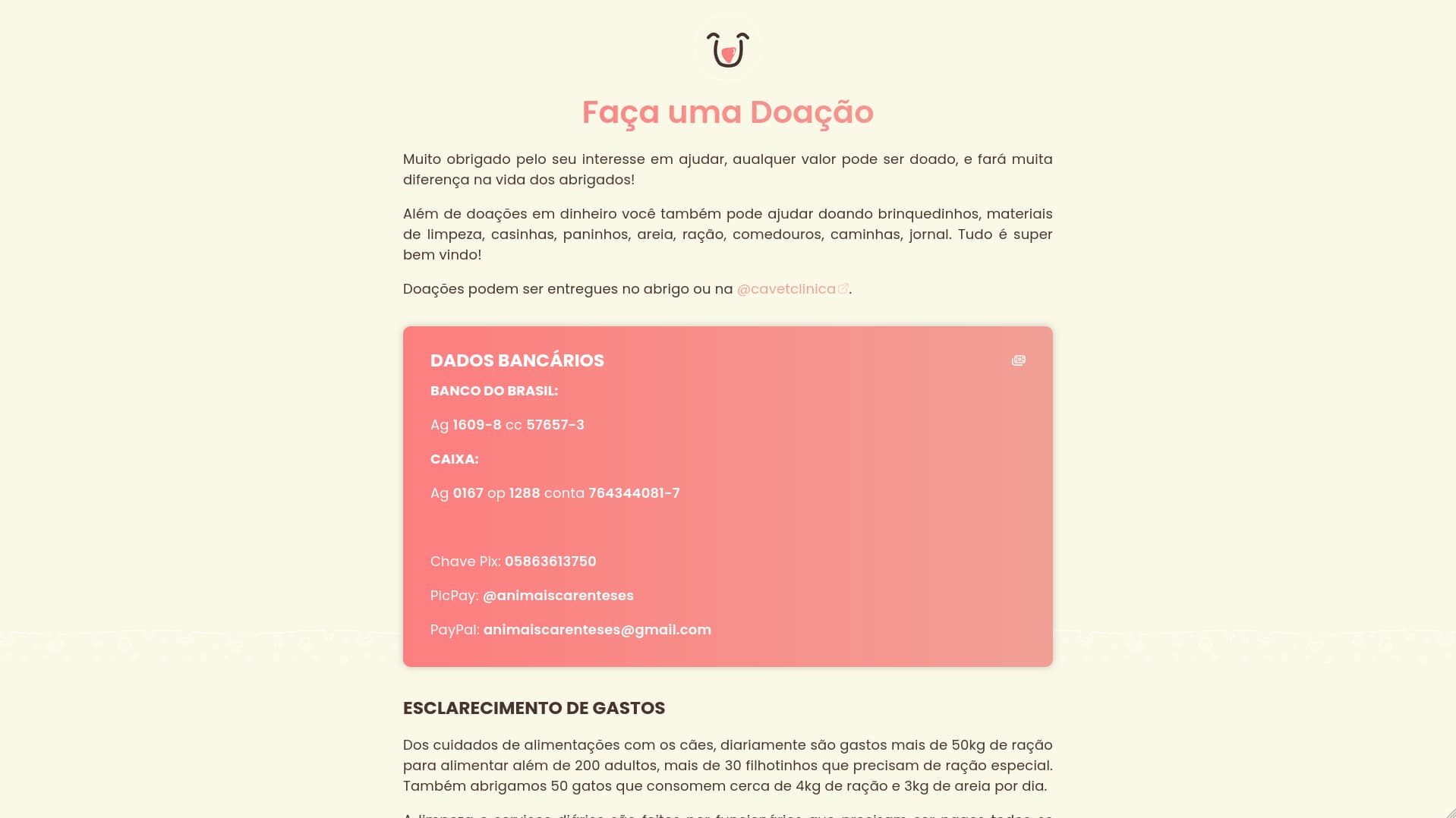 Imagem do site Animais Carentes